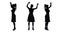 People silhouette - woman cheers