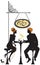 People silhouettes, love image, Illustration of couple young woman and man drinking coffee and chatting on street cafe. Elements