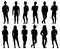 People silhouettes. Male and female anonymous person silhouettes. Adult people group outline symbols isolated vector
