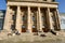 People sit on the steps behind the bavarian minister president`s office