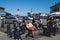 People sitting on benches relaxing at Fisherman`s Wharf