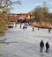 People skate on the ice