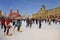People skate on the rink on the Red square in Moscow