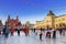 People skate on the rink on the Red square in Moscow