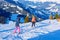 People Skier skiing on ski resort Penken Park in Austria