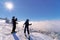 People Skiers taking photos in Zillertal Arena ski resort Austria