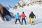 People skiing in european alps.