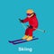 People Skiing Flat Style Design