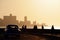 People and skyline of La Habana, Cuba, at sunset