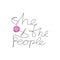 She the people slogan with women`s symbol hand drawn t-shirt print.