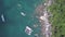 People snorkeling. Aerial view