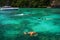 People snorkeling in tropics