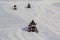 People on a snowmobiles in Longyearbyen, Spitsbergen (Svalbard)