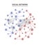 People socia networks and telecommunications, human links vector concept with persons sharing information icons