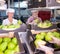 People sorting and preparing pears to packing