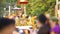 People spray holy water to the Buddha statue