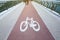 People stand on cycle lane. Bicycle in the city. Urban transport