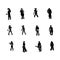 People Standing Black Silhouette. Liner illustrations