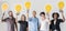 People standing with lightbulb icon