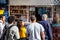 People standing in line at food cart in New York