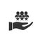 People with stars on hand icon. Qualified business team.