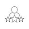 People with stars icon. Professional employee. Rating line concept.