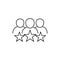 People with stars icon. Qualified business team. Rating line concept.