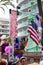 People with statue of Liberty at Gay pride parade in Sitges