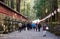 People on the stone road to the temple in Nikko, Japan