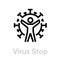 People Stop the Coronavirus icon. Editable line vector.