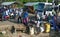 People stopped at a railway crossing in northern Sri Lanka.