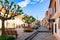 People in Street with benches in Old city Varazdin