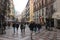 People in the street in Madrid, capital of Spain. Walking street with pedestrians.