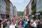 People on street at myfest celebration on mayday , 1. mai, Berlin, Kreuzberg