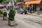 People at streets in Peshkopi, town in northeastern Albania.