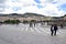 People stroll through the Plaza de Armas of the city of Cusco, Peru