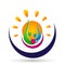 People sun power union team celebrating happiness wellness symbol icon element logo design on white background