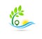 People sun sea logo icon with location icon summer symbol on white background.