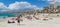 People sunbathing on the beach of El Arenal resort town, Majorca, Baleares, Spain