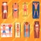 People Sunbathing on Beach Towels Set, Top View of Lying Young Men and Women in Swimwear Vector Illustration