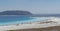 People are sunbathing and swimming in Salda lake.Burdur, Turkey