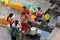 People at Sunken Manga Hiti with water containers for household use