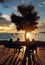 People during the sunset on the Calo des Moro in Ibiza. Spain