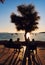 People during the sunset on the Calo des Moro in Ibiza. Spain