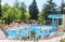 People swim in pool of hotel Flamingo Grand Hotel. Albena, Bulgaria