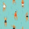 People swim in the swimming pool seamless pattern.