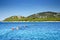 People swimming with buoys in a clean, warm sea, Croatia Dalmatia