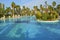 People swimming in the large pool in Turkish hotel