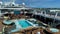 People swimming in the MSC Cruise ship Divina main pool in Port Canaveral, Florida