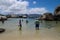 People swimming with penguins at Boulders Beach